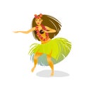 Illustration of a Hawaiian hula dancer woman