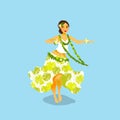 Illustration of a Hawaiian hula dancer woman