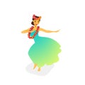 Illustration of a Hawaiian hula dancer woman