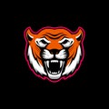 Illustration of head of angry tiger mascot. Design element for logo, label, sign, poster, t shirt. Royalty Free Stock Photo