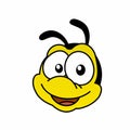 Illustration of Head Bee with Smile, Cute Funny Character with, Flat Design Royalty Free Stock Photo