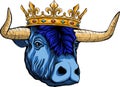 vector Illustration of head bull with a crown Royalty Free Stock Photo