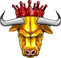 vector Illustration of a head of a bull with a crown Royalty Free Stock Photo