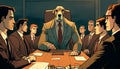 Illustration head of a company head holding a meeting