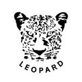 Illustration head of leopard, tattoo animal, isolated tattoo