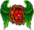 vector illustration of head Lion with Wings Royalty Free Stock Photo