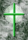 Illustration of a healing cross in emerald color.