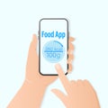 Illustration for healthy lifestyle design. Flat food app count callories for healthy lifestyle design. Vector Royalty Free Stock Photo