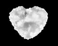 Illustration heart cloud on black background. For montage or edit in blending mode