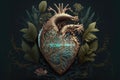 Illustration of heart with environmental conservation concept oriented. Realistic heart made of nature elements such as tree, Royalty Free Stock Photo