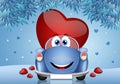 Illustration of heart in funny car Royalty Free Stock Photo