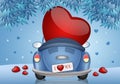 Illustration of heart in funny car Royalty Free Stock Photo