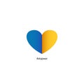 Illustration of a heart, in the national colors of the state of Ukraine. Royalty Free Stock Photo