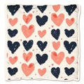 Illustration of Heart-Patterned Textile featuring Red and Blue Hearts Royalty Free Stock Photo