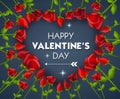 Illustration of heart set of red roses with greeting to valentine Royalty Free Stock Photo