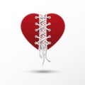 Illustration Of Heart With Shoelaces.