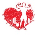 Illustration. Hearts and sports. I love athletics