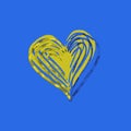 illustration of hearts in Ukrainian colors.