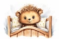 Hedgehog Laying Bed Illustration Smiling Cute Princess Nursery P Royalty Free Stock Photo