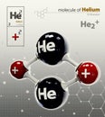 Illustration of Helium Molecule grey background Royalty Free Stock Photo