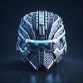 illustration of helmet Robocop cyberpunk android. Robot futuristic soldier. generative AI