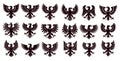 Eagle Heraldic Symbols Set Illustration, Collection of Ancient Emblems, Different Design Styles Royalty Free Stock Photo