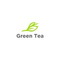 Illustration of Herbal Green Tea. Tea Cup, tea leaves. Vector Image EPS 10. Flat minimalistic style. Royalty Free Stock Photo