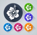 Hibiscus circle icons with shadow Royalty Free Stock Photo