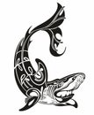 Tattoo shark designn white backgroundVector llustration. Royalty Free Stock Photo