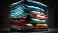 Illustration high angle of stack of folded shirts