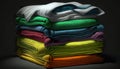 Illustration high angle of stack of folded shirts