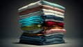 Illustration high angle of stack of folded shirts