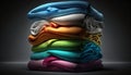 Illustration high angle of stack of folded shirts