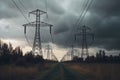 illustration, high voltage power pylons, generative ai Royalty Free Stock Photo