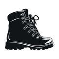 Illustration of hiking boot. Camping mountain shoes.