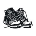 Illustration of hiking boots. Camping mountain shoes.