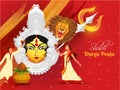 Illustration of Hindu Mythological Goddess Durga and Bengali couple character in dhunuchi dance.