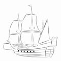 Illustration of a historic ship, vector drawing