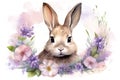 Illustration holiday nature rabbit easter beautiful background animal cute bunny background spring flowers Royalty Free Stock Photo