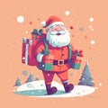 illustration holiday present winter claus christmas red gift santa cartoon. Generative AI. Royalty Free Stock Photo