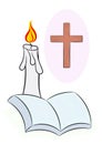 Holy Bible Cross Candle Illustration Vector Royalty Free Stock Photo