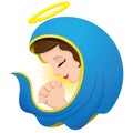 Illustration of Holy Virgin Mary praying, philosophy religion. Ideal for institutional