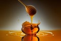 Illustration honey dipper with dripping honey closeup beekeeper AI generated