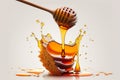 Illustration honey dipper with dripping honey closeup beekeeper AI generated