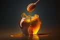 Illustration honey dipper with dripping honey closeup beekeeper AI generated