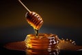 Illustration honey dipper with dripping honey closeup beekeeper AI generated