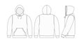 Illustration of hoodie hooded sweatshirt with side view / white