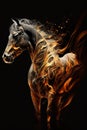 Illustration of a horse in black and yellow tones on a dark background Royalty Free Stock Photo