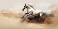 Illustration of a horse in full gallop, AI generative Royalty Free Stock Photo