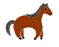 Illustration of a horse isolated on a white background. Stylization. Printmaking style. Royalty Free Stock Photo